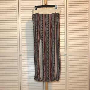 No Boundaries Boho Striped High Slit Tribal Print Maxi Juniors Skirt M